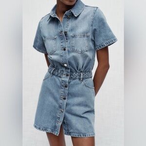 NEW Zara Blue Denim Mini Shirt Dress